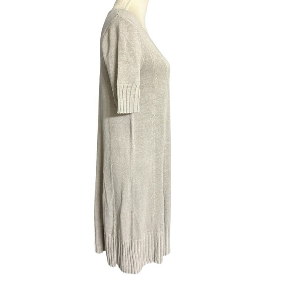 J Jill  Sweater Dress Beige Neutral Linen Blend Short Sleeves Pullover Women M/L - Picture 5 of 8